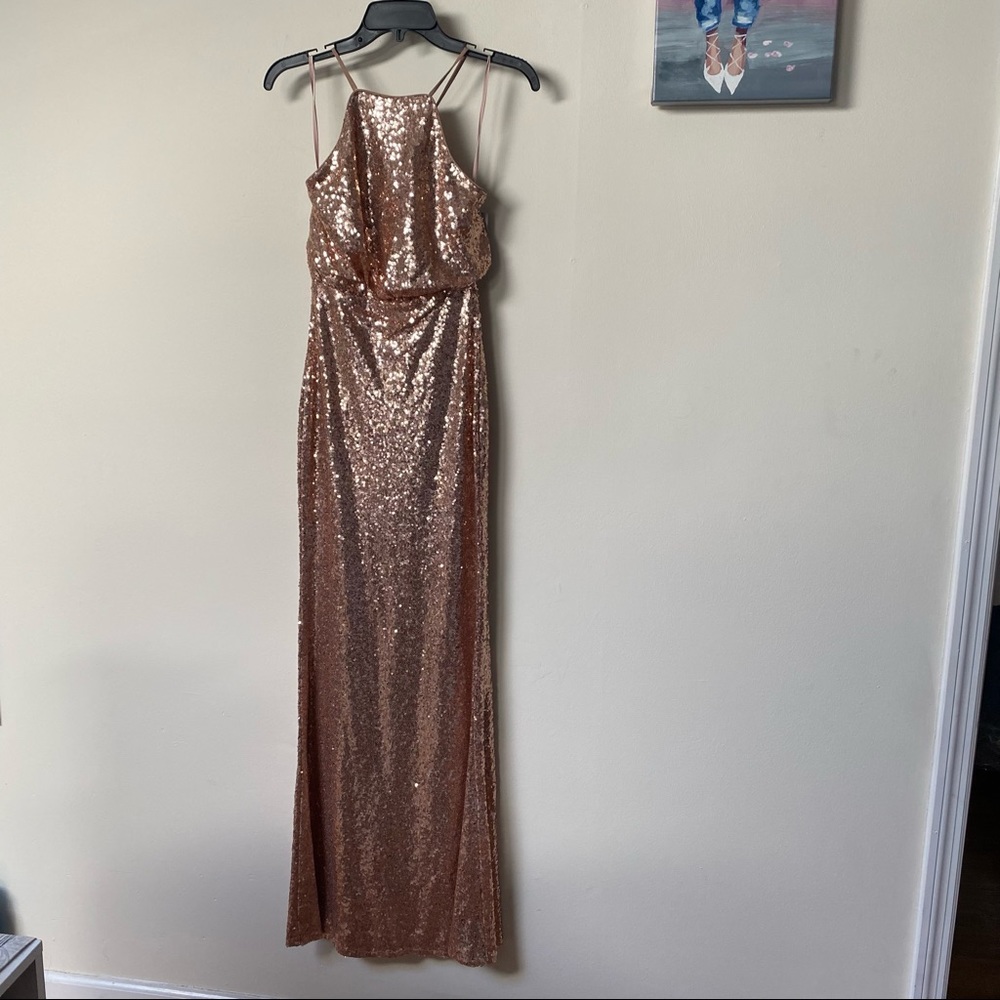 Lulus rose gold sequins long dress